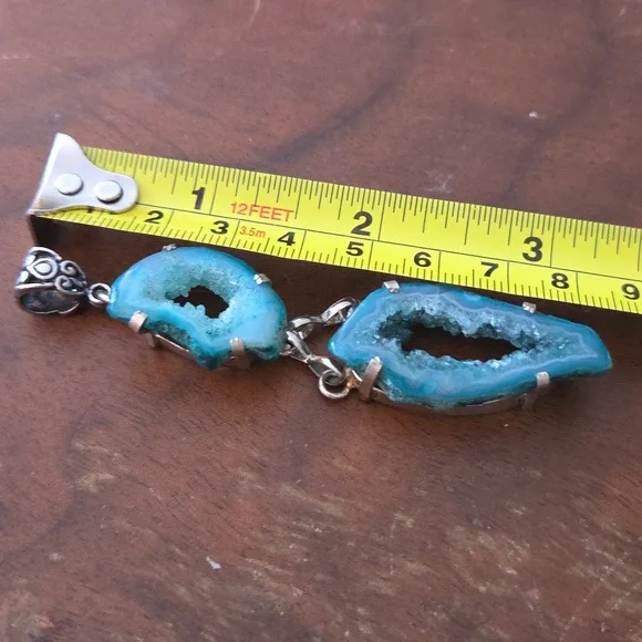 Blue Agate Druzy Pendant - Picture 6 of 6